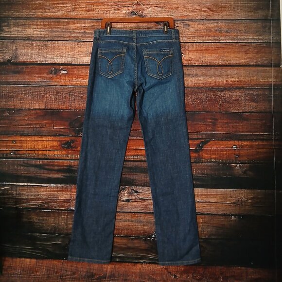 Calvin Klein Vintage Jeans Size 10 Slim Straight Dark Fade Wash Blue Denim - Picture 3 of 8